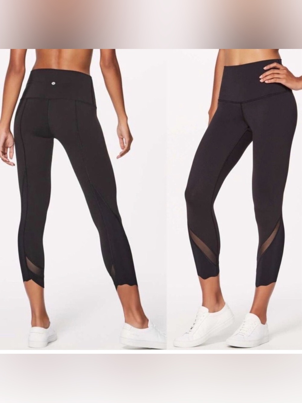 Lululemon Wunder Under HighRise Scalloped Leggings with Mesh - Sz 6 NWOT - BLACK